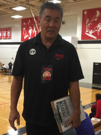 ‘Iolani Athletic Director Edidie Maruyama has a tournament polo shirt with the "GY" initials of tourney founder and former ‘Iolani coach Glenn Young, who passed away in November at 74. 