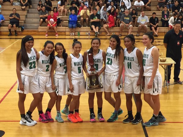 Konawaena's 2015 ‘Iolani Classic championship team: Celena Jane Molina, Mikayla Tablit, Tanniya Uchida, Jenny Fong, Cherilyn Molina, Mahie Kaawa, Chanelle Molina and Mercedes Ihi Victor. 