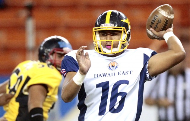 Punahou's Ephraim Tuliloa played nearly the entire game on Thursday for the Hawaii East all stars. Photo by Jamm Aquino/Star-Advertiser.