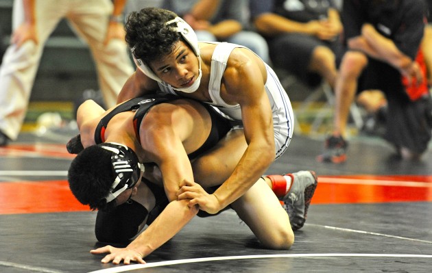 Saint Louis' Corey Cabanban is the wrestler everyone is chasing in a loaded 120-pound division. Photo by Bruce Asato/Star-Advertiser.