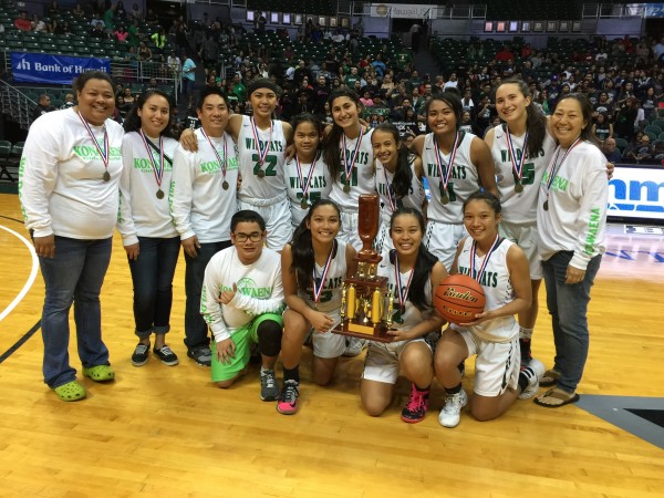 The 2015-16 Konawaena Wildcats captured the Division I state championship with a 44-34 win over Maryknoll. Friday, Feb. 12, 2016. 