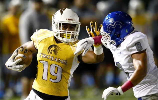 Mililani running back Vavae Malepeai signed a letter of intent with USC. Photo by Jamm Aquino/Star-Advertiser.