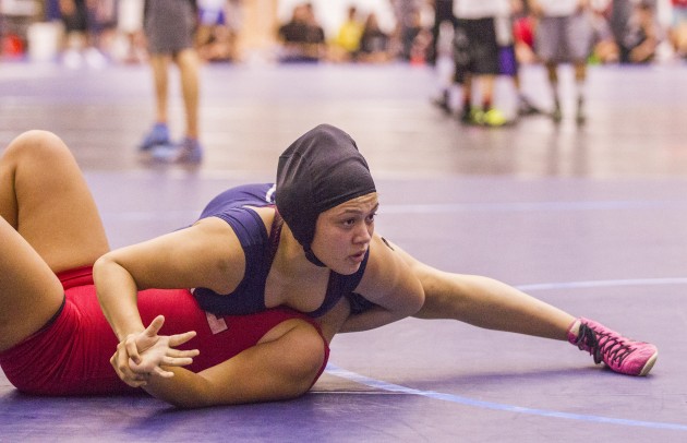 Kamehameha's Teshya Alo is the No. 1 girls pound-for-pound wrestler in the state. Photo by Cindy Ellen Russell/Star-Advertiser.