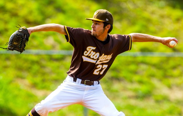 Mililani senior Koa Eastlack struck out nine batters, but that was only half of the batters from both teams going down via the K in the Trojans' 7-2 win over Campbell on Wednesday. Darryl Oumi / Special to the Honolulu Star-Advertiser.