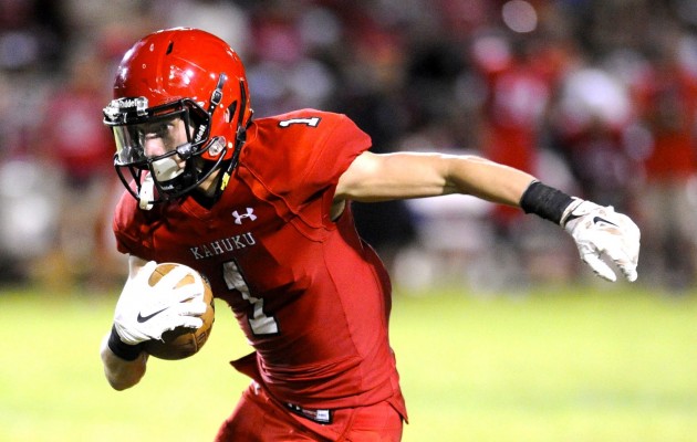 Kahuku all-state defensive back Kekaula Kaniho is racking up the D-I offers. Photo by Bruce Asato/Star-Advertiser.