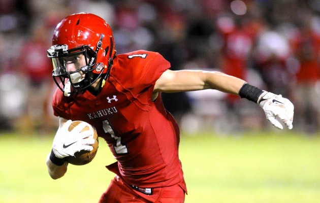 Kahuku cornerback Kekaula Kaniho, a first-team Honolulu Star-Advertiser All-State choice last season, returns as a senior this fall. Bruce Asato / Honolulu Star-Advertiser.