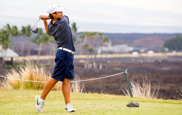 Andrew Chin, shown teeing off in last year's state tournament, captured the ILH boys golf championship at the Turtle Bay Fazio Course on Thursday. Anna Pacheco / Special to the Star-Advertiser.