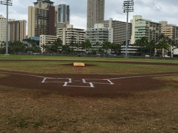 Ala Wai Field is somewhat dry as of 2:15 p.m.