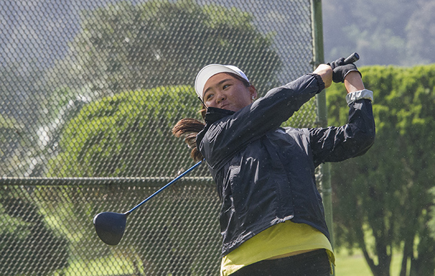 Punahou's Allisen Corpuz, who is going to USC next season, is the first-round leader at the state girls golf tournament at Wailua Golf Course on Kauai. Honolulu Star-Advertiser file photo by Craig T. Kojima.