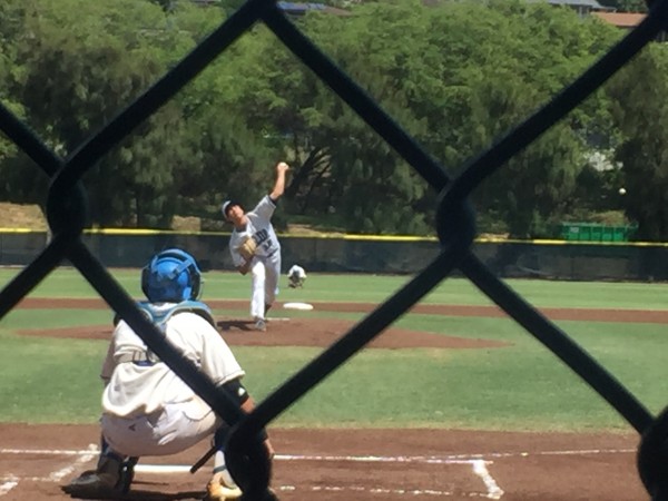 Kailua's Joey Cantillo warms up before facing Campbell. 