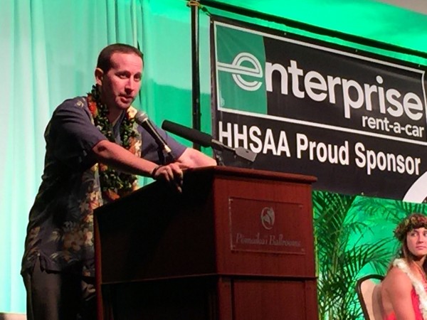 University of Hawaii men's basketball coach Eran Ganot spoke to the Enterprise Hawaii Hall of Honor's class of 2016. June 5, 2016. 