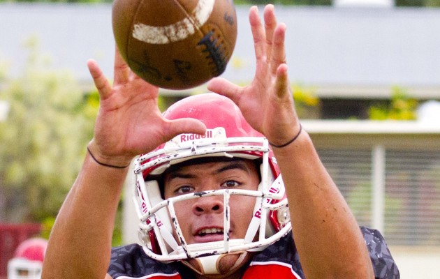 Kesi Ah-Hoy moved from quarterback to free safety this season and was a large force in helping Kahuku to its second straight state championship game. Cindy Ellen Russell / Honolulu Star-Advertiser.