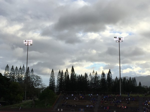 The field lights are working this time at beautiful John Kauinana Stadium. 