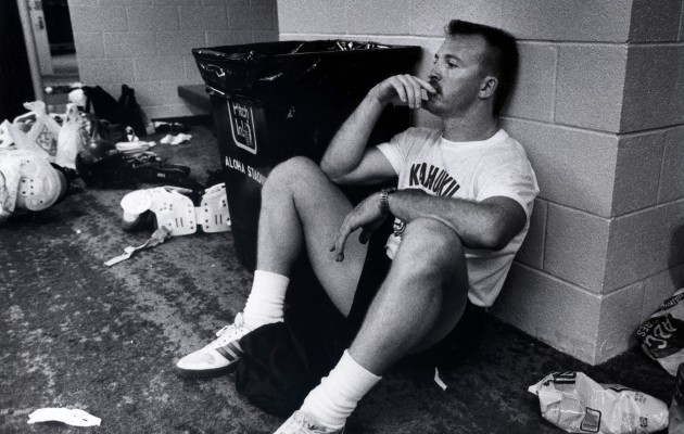 Doug Semones was alone with his thoughts after a game in 1990. Dennis Oda / Star-Bulletin