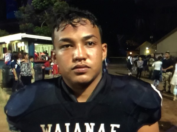 Rico Rosario carries the tradition of hard-nosed Waianae running backs. He rushed for 190 yards and two TDs on 14 carries in a win over Kaiser. Friday, Sept. 2, 2016. 