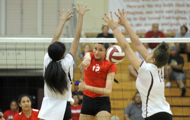 Kahuku earned a first-round bye in the OIA girls volleyball playoffs for the fifth straight season. Bruce Asato / Honolulu Star-Advertiser.