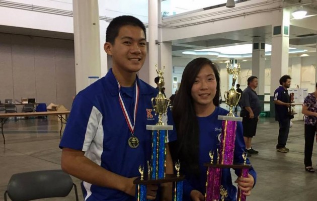 Justin Pascua of Kalaheo and Kailua's Lauren Kadooka took home the big trophies today. Jason Kaneshiro / Star-Advertiser