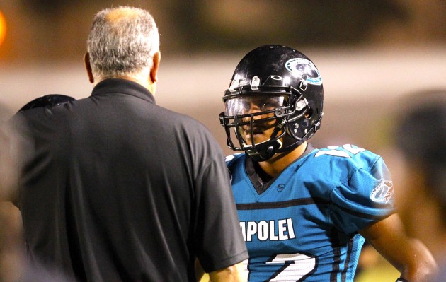 Under the tutelage of former Hawaii football coach June Jones, Kapolei quarterback Taulia Tagovailoa is on a record pace for passing yards. Photo by Jamm Aquino/Star-Advertiser.