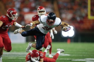 Ronson Young had Saint Louis' first three receptions of the game totaling 41 yards. Photo by Jamm Aquino/Star-Advertiser.