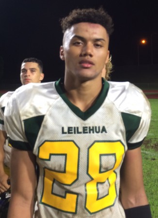 Leilehua senior Damion Scandrick blocked Hilo's potential game-winning field goal and credits a teammate for taking on two blockers.  Photo courtesy of Kevin Jakahi.