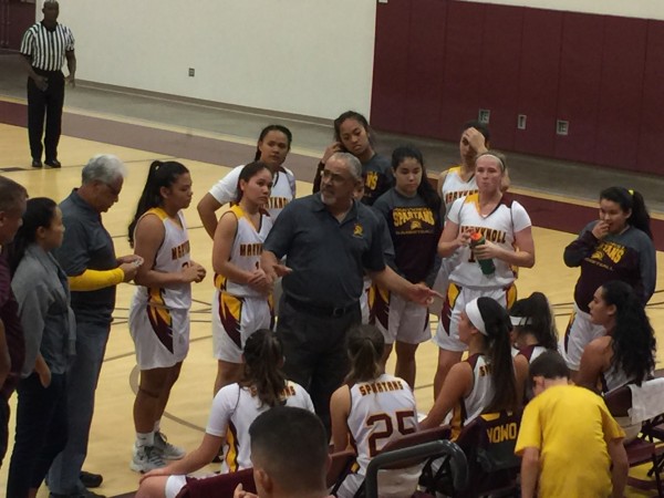 Maryknoll coach Chico Furtado got a lot of defensive stops from his team in a 57-39 win over Punahou at Clarence T.C. Ching Gymnasium. Tuesday, Nov. 29, 2016. 
