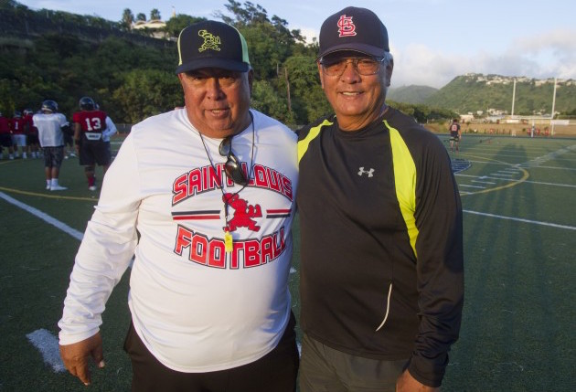 Saint Louis coaches Ron Lee and Cal Lee. Photo by Dennis Oda/Star-Advertiser.