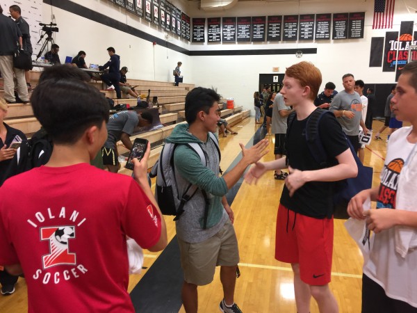 Dozens of fans, many middle-school age, waited after the slam-dunk contest to greet Dillon Glendenning of Findlay Prep. Tuesday, Dec. 20, 2016. 