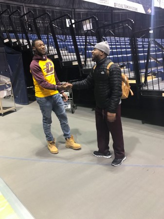 Former Moanalua teammates Dexter Williams and Marcus Keene have stayed in touch for the last six years, but hadn't seen each other until Wednesday, when Keene scored 44 points against Montana State. Photo courtesy of Dexter Williams. 