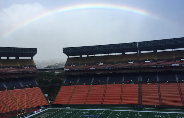Aloha Stadium hosts the inaugural Polynesian Bowl tonight. Photo by Christian Shimabuku/Star-Advertiser.