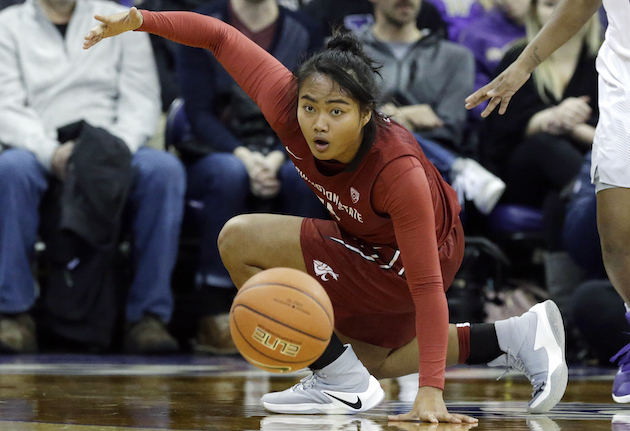Washington State's Chanelle Molina tracked down the ball in a game against Washington last week. Associated Press photo. 