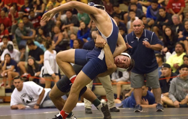 Brandon Burgos of Aiea is looking like one of the favorites at 160 pounds. Cindy Ellen Russell / Star-Advertiser