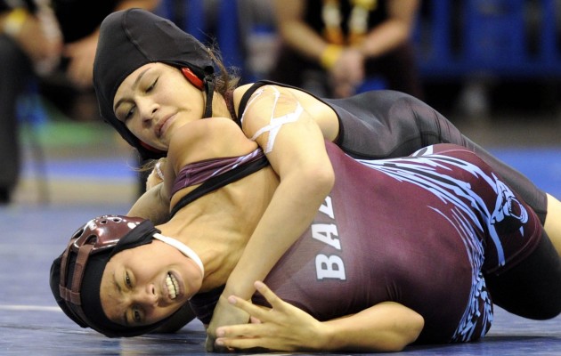 Kahuku's Teniya Alo is currently wrestling at 138 pounds. Bruce Asato / Star-Advertiser