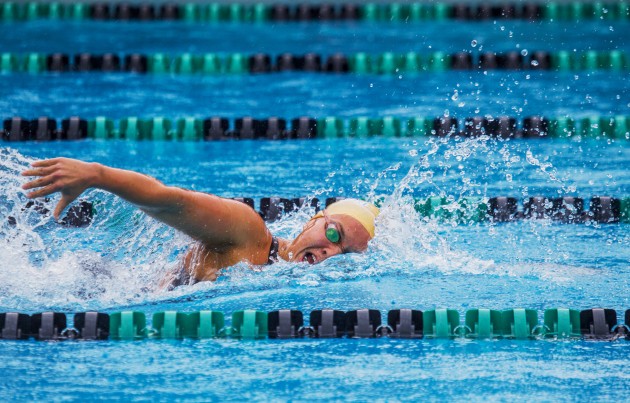 20170211-8748 SPT STATE SWIMMING CHAMPPHOTO BY DENNIS ODA2017 K. Mark Takai Swimming and Diving Hawaii State Championships were held at the UH UH Duke Kahanamoku Aquatic Complex.  This is Lia Foster (Punahou) powering her way in the freestyle portion of