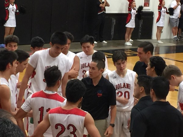 The ‘Iolani Raiders were defensive-minded from start to finish in a 59-43 win over Moanalua in the opening round of the Snapple/HHSAA Boys Basketball State Championships on Monday. Paul Honda/Star-Advertiser