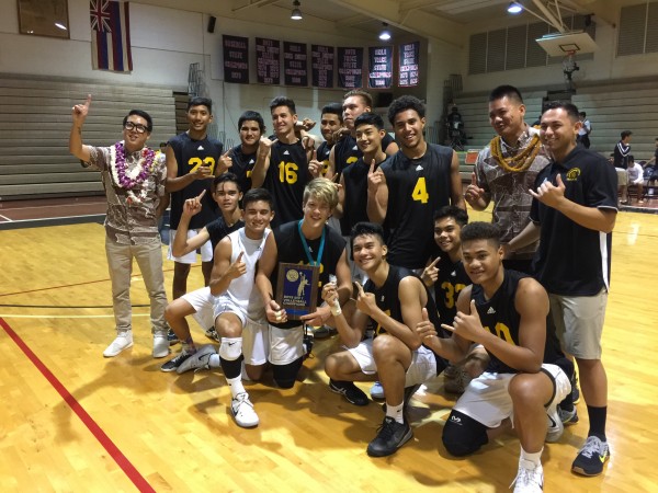 Mililani captured its first boys volleyball championship in the OIA since 1994 on Thursday. (Apr. 27, 2017) Paul Honda/Star-Advertiser